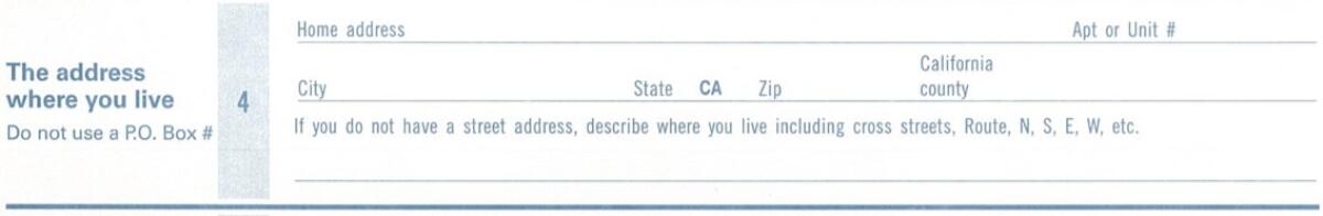 Section four of the voter registration card will ask for your address.