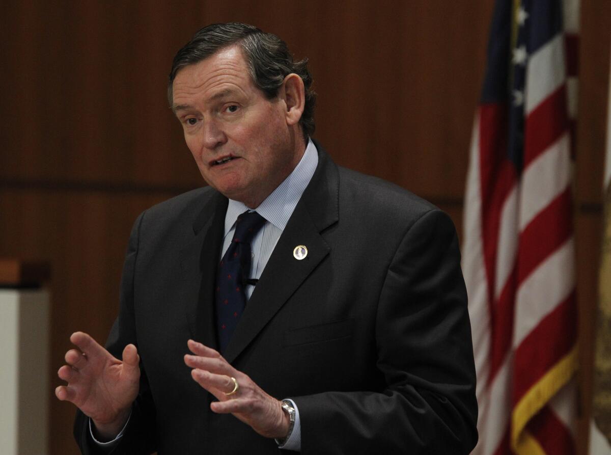 CSU Chancellor Timothy P. White presents a "State of CSU" address to the California State University Board of Trustees on Jan. 29, 2014.