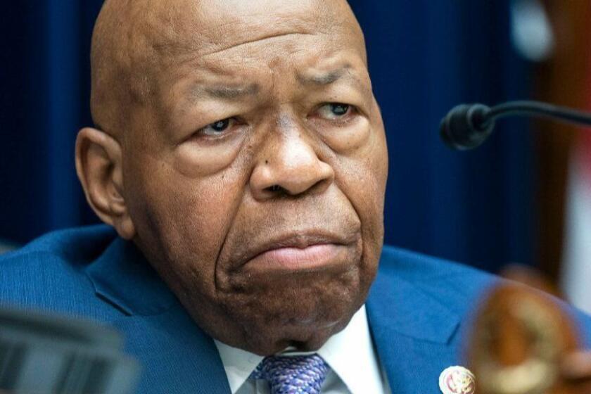 Mandatory Credit: Photo by JIM LO SCALZO/EPA-EFE/REX (10268091a) Democratic Chairman of the Committee on Oversight and Reform Elijah E. Cummings in the Rayburn House Office Building in Washington, DC, USA, 04 June 2019. On 03 June, Cummings announced his committee would vote to hold Attorney General William Barr and Commerce Secretary Wilbur Ross in contempt of Congress for failing to comply with subpoenas. House Oversight Chair Elijah Cummings announces vote to hold Barr, Ross in contempt of Congress, Washington, USA - 04 Jun 2019 ** Usable by LA, CT and MoD ONLY **