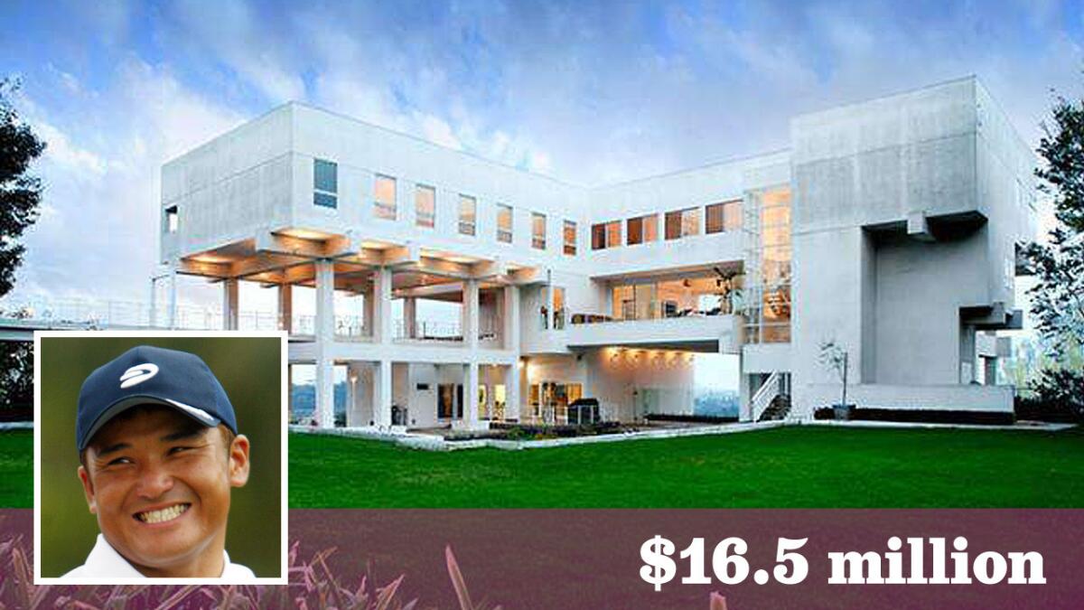 Golf pro Shigeki Maruyama now asks $16.5 million for his modern compound, which features panoramic views of downtown L.A. and the Pacific.