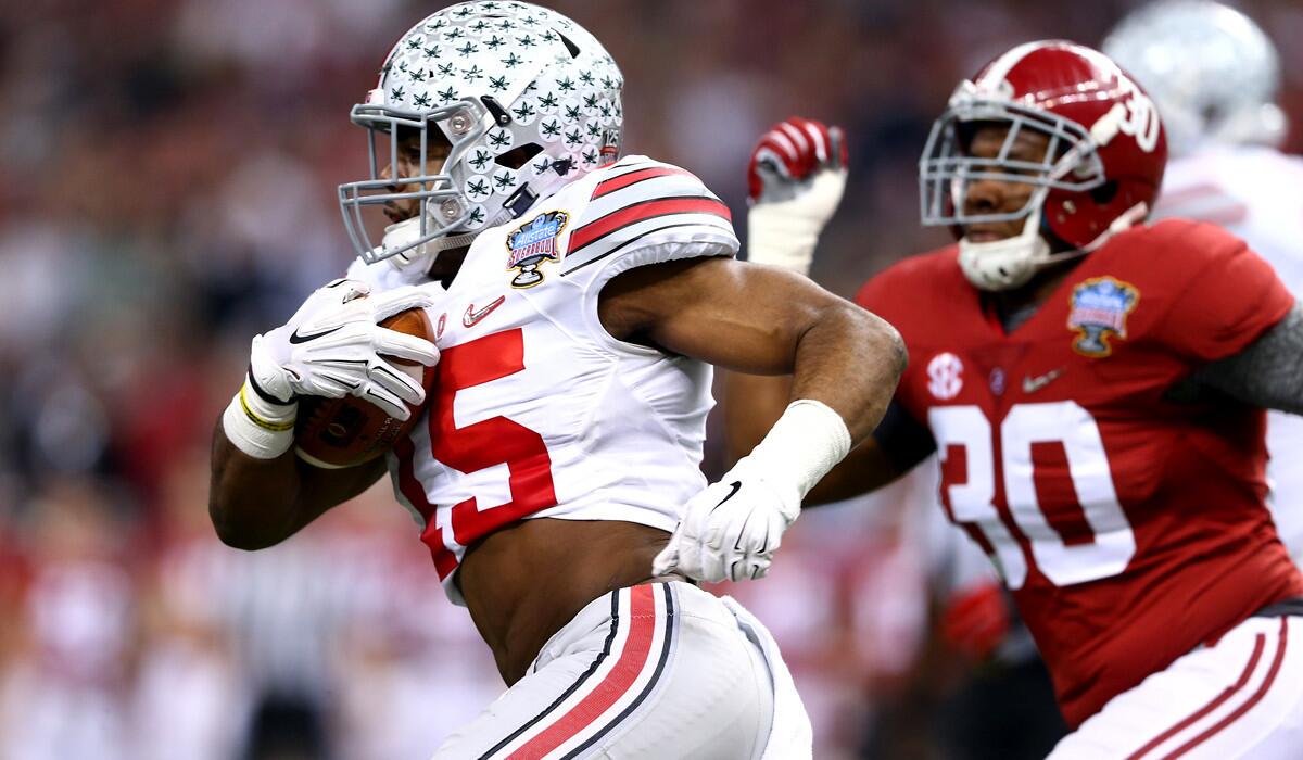 Ohio State running back Ezekiel Elliott, who rushed for 230 yards and two touchdowns in a 42-35 victory over Alabama in the Sugar Bowl, will be a key weapon for the Buckeyes in the national championship game.