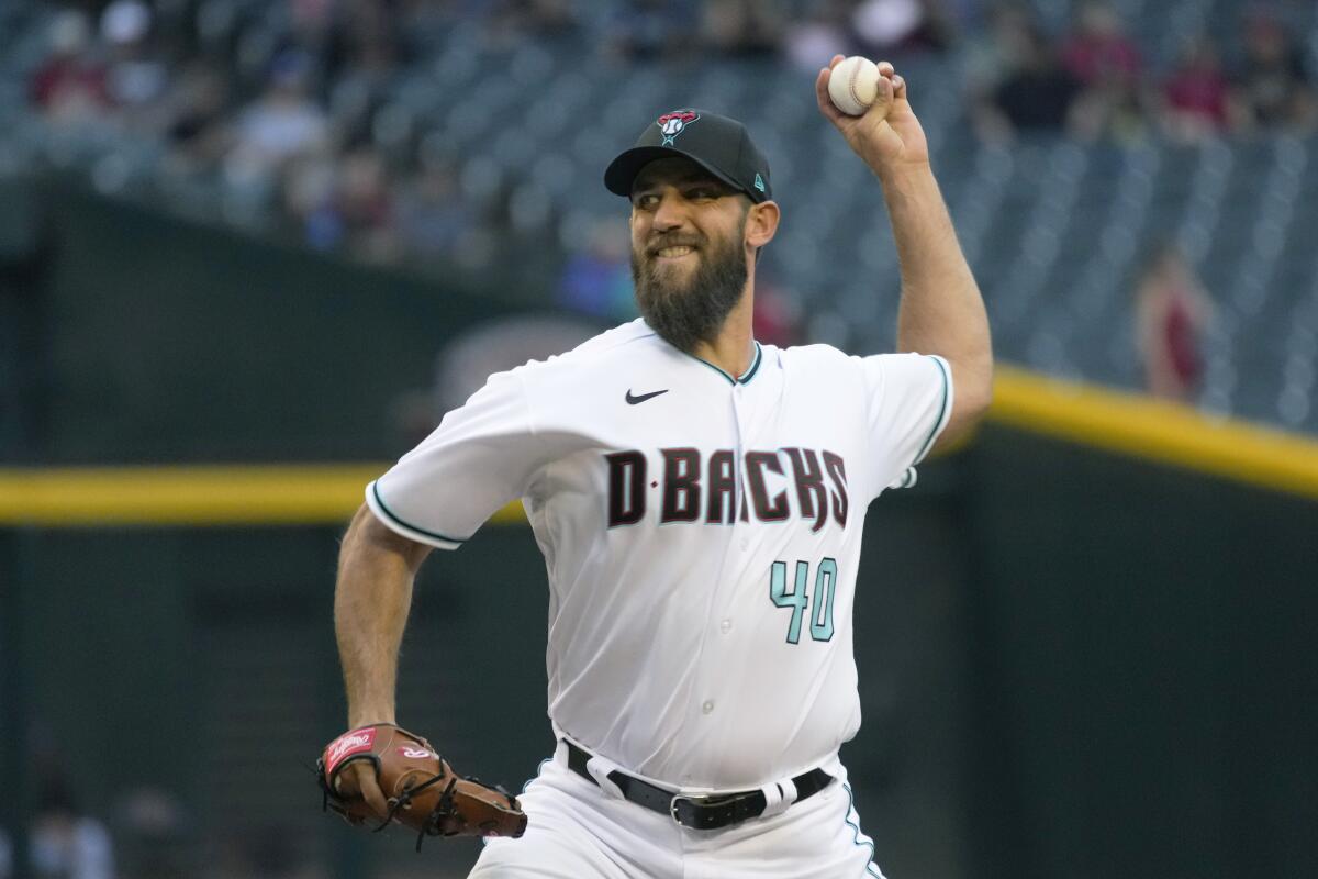 Madison Bumgarner will start for the Arizona Diamondbacks against the Dodgers on Monday.