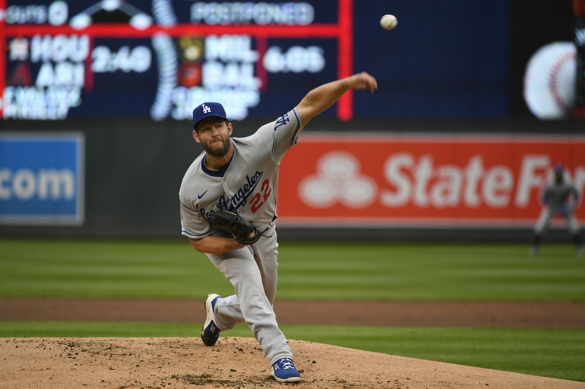 Dodgers pitcher Clayton Kershaw throws against the Minnesota Twins on Wednesday in Minneapolis. 