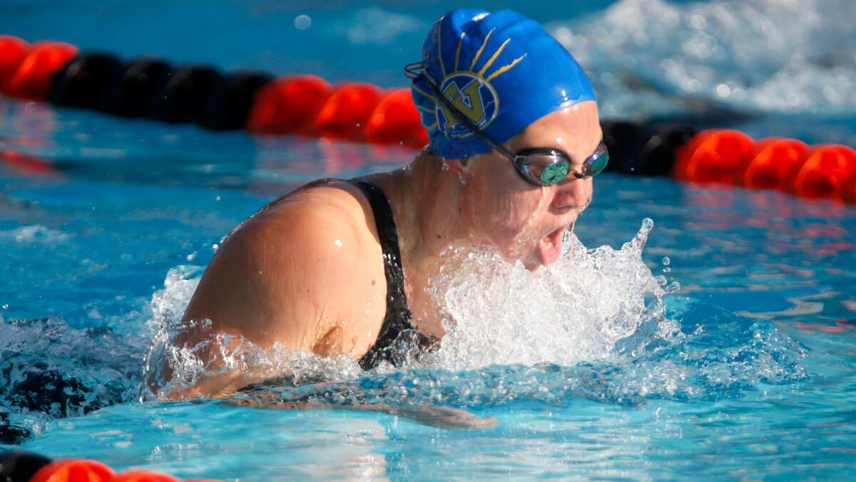 Fountain Valley High School's Hannah Farrow participated in the girls 200 yard IM varsity final at the 2017 CIF Southern Section Swimming and Diving Championships, Division 1 Finals at Riverside City College Aquatic Complex in Riverside on Saturday.