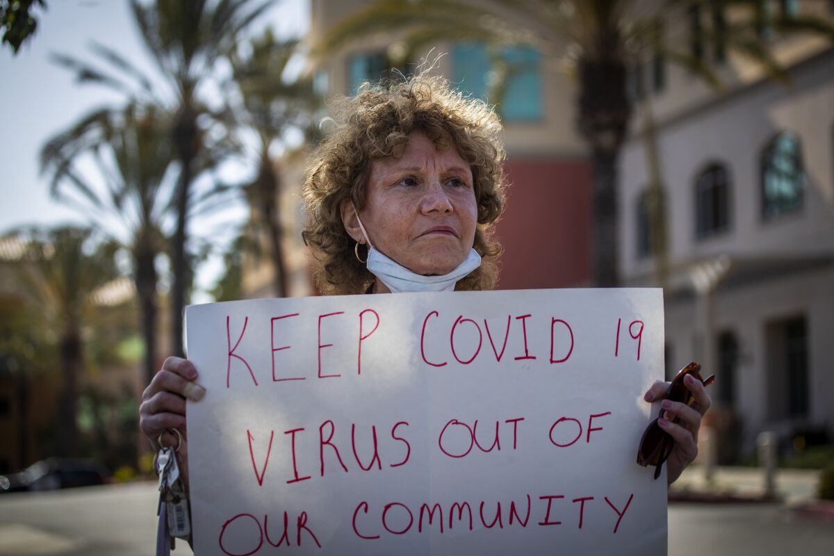 O.C. residents protest use of hotel to treat homeless people with the coronavirus