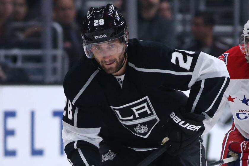 Kings center Jarret Stoll skates with the puck during a game against the Washington Capitals on Feb. 14.