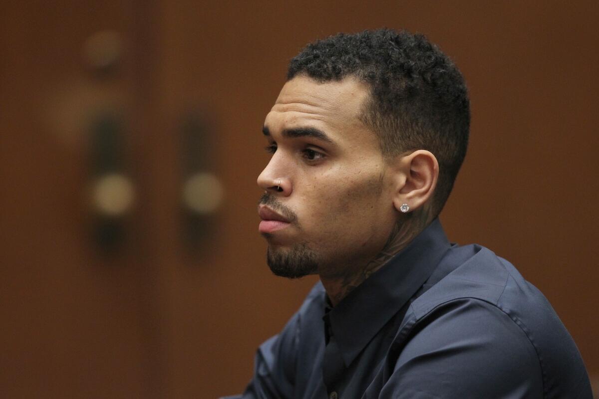 R&B singer Chris Brown appears in court for a probation progress hearing Feb. 3.