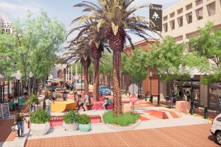 A rendering of a proposed plan to turn two blocks of Artsakh Avenue in Glendale into a one-way street with an extended sidewalk for public use. Headed into a more detailed design phase, the $7.3-million project is expected to complete in 2021.