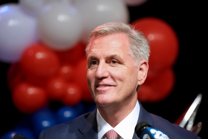 BAKERSFIELD, CA - JANUARY 19: Rep. Kevin McCarthy (R-Bakersfield), newly elected Speaker of the House, holds a town hall meeting at the Fox Theater in downtown on Thursday, Jan. 19, 2023 in Bakersfield, CA. (Gary Coronado / Los Angeles Times)