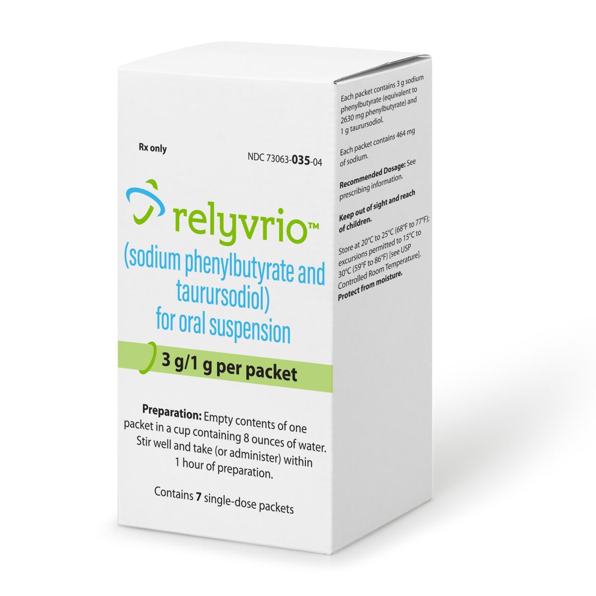 FILE - This image provided by Amylyx Pharmaceuticals shows the drug Relyvrio. The maker of a drug for Lou Gehrig’s disease that recently failed in a large study said Thursday, April 4, 2024 it will pull the medicine from the U.S. market, acknowledging it didn't help patients with the deadly neurological condition. (Amylyx Pharmaceuticals via AP)