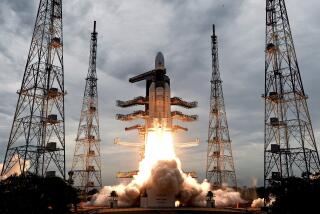 This photo released by the Indian Space Research Organization (ISRO) shows its Geosynchronous Satellite launch Vehicle (GSLV) MkIII carrying Chandrayaan-2 lift off from Satish Dhawan Space center in Sriharikota, India, Monday, July 22, 2019. India successfully launched an unmanned spacecraft to the far side of the moon on Monday, a week after aborting the mission due to a technical problem. (Indian Space Research Organization via AP)