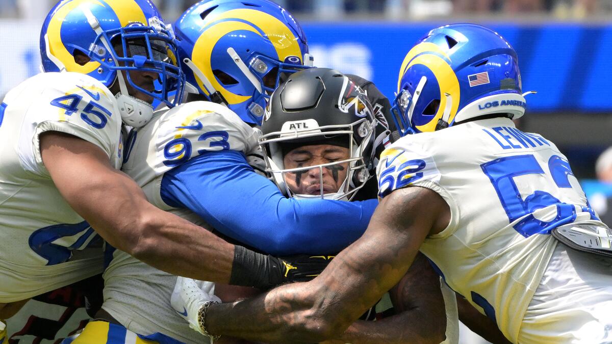 Los Angeles Rams wide receiver Brandon Powell lines up at the Rams' punter  spot to intentionally take a safety late in the game