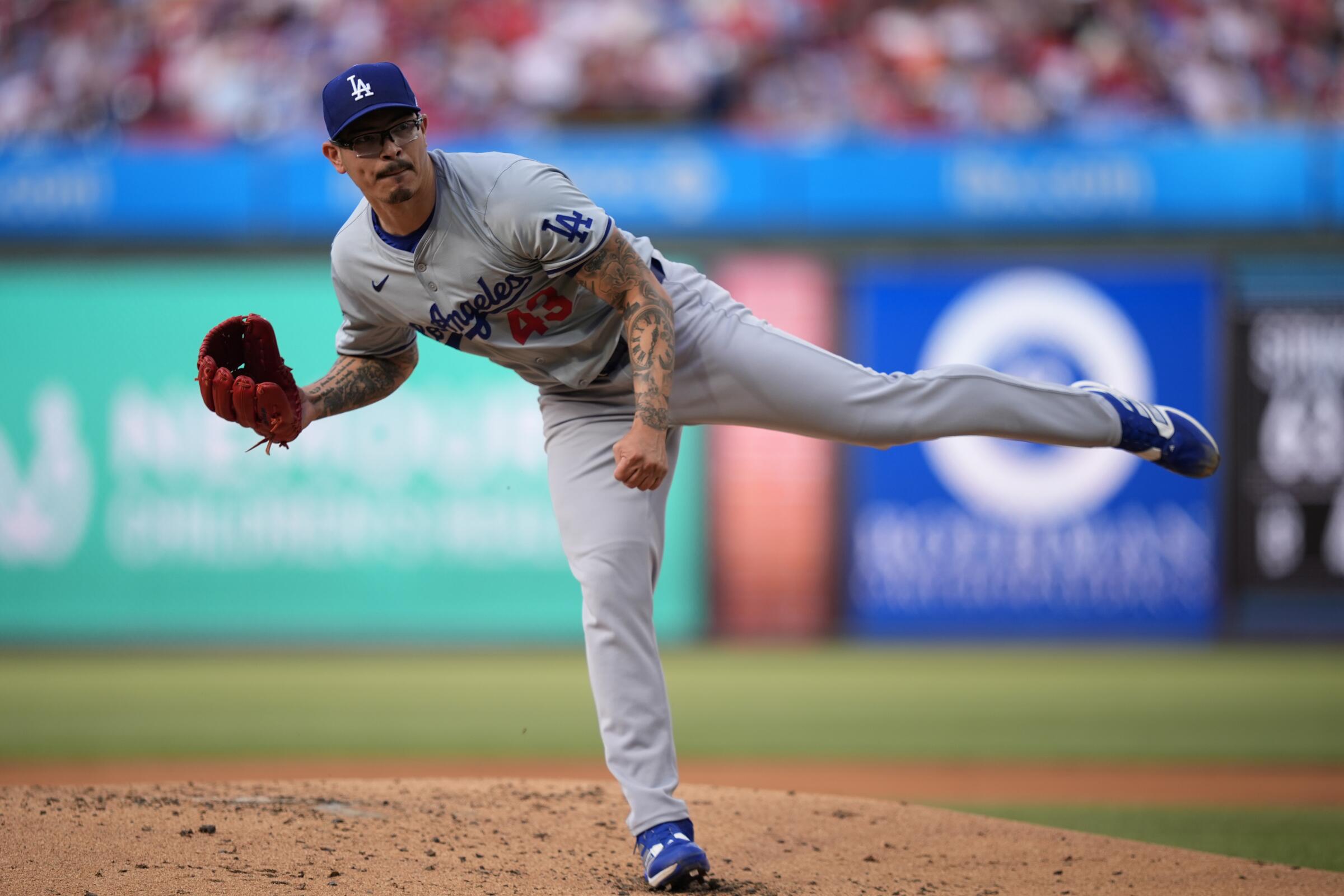 Dodgers pitcher Anthony Banda delivers during the first inning of a loss to the Philadelphia Phillies on Thursday.