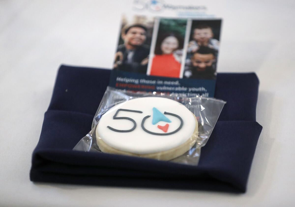A decorated cookie marks the 50th anniversary of Waymakers. 