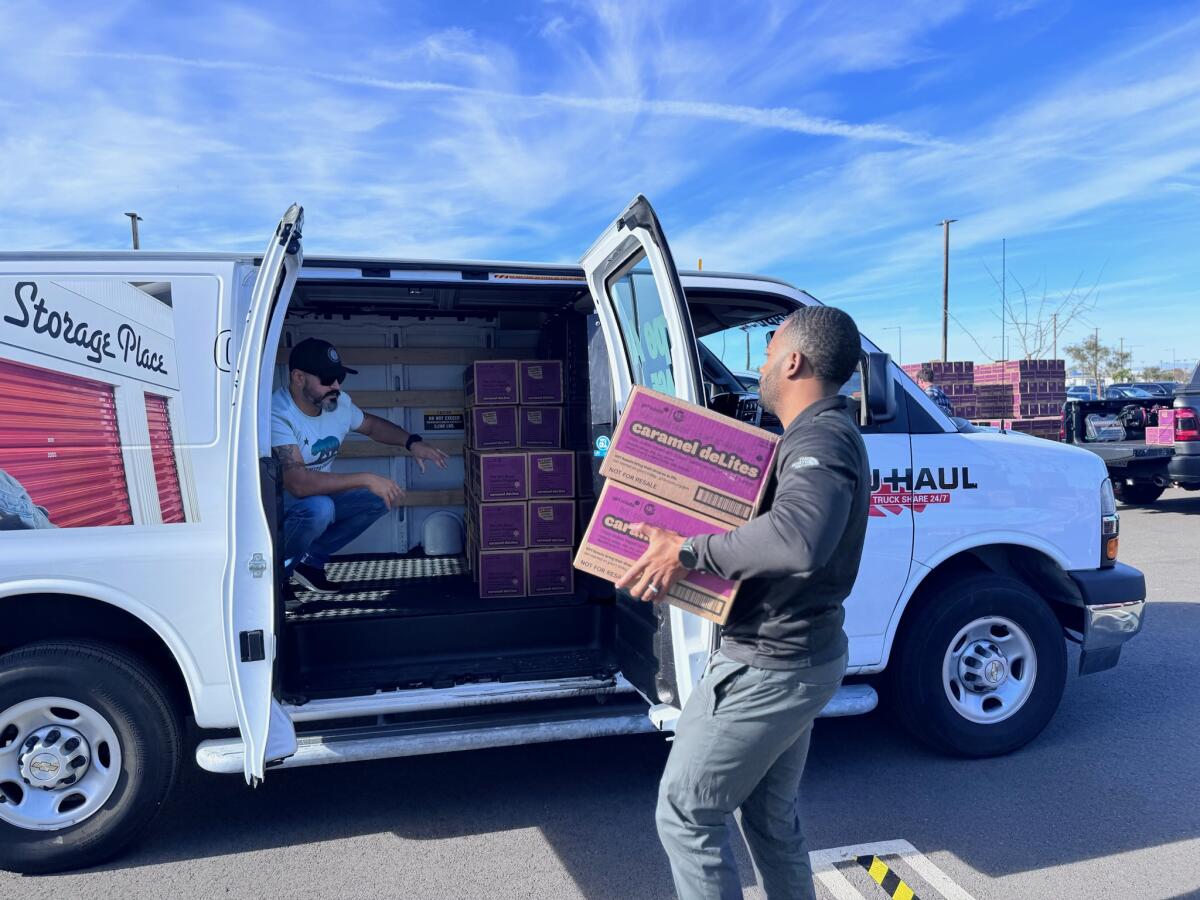 Troop 7287 from Orange opted to rent a van to pick up its supply of Girl Scout Cookies.