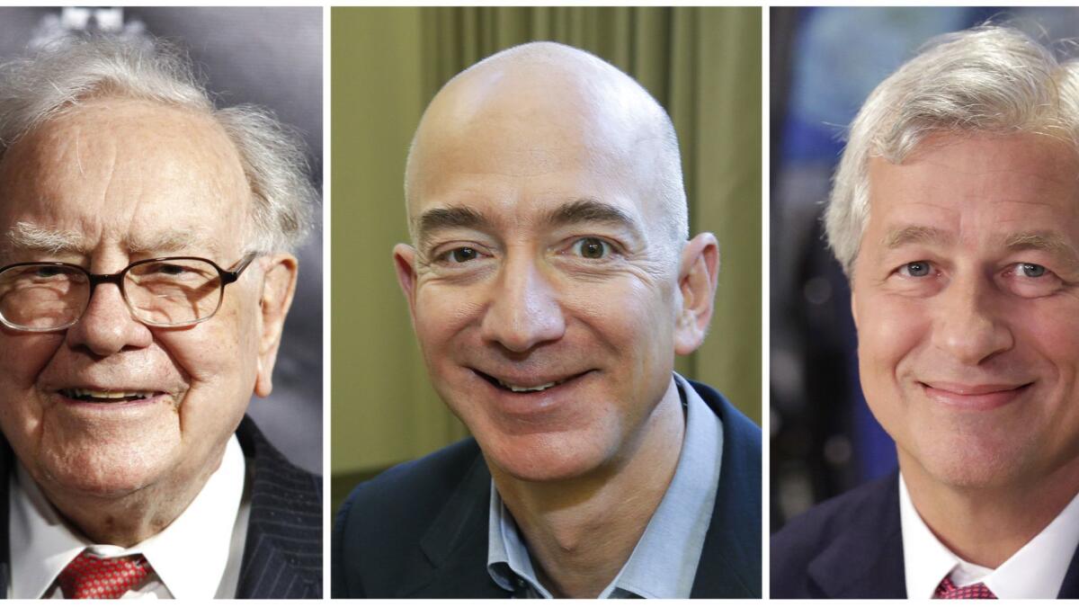 Warren Buffett, Jeff Bezos and Jamie Dimon