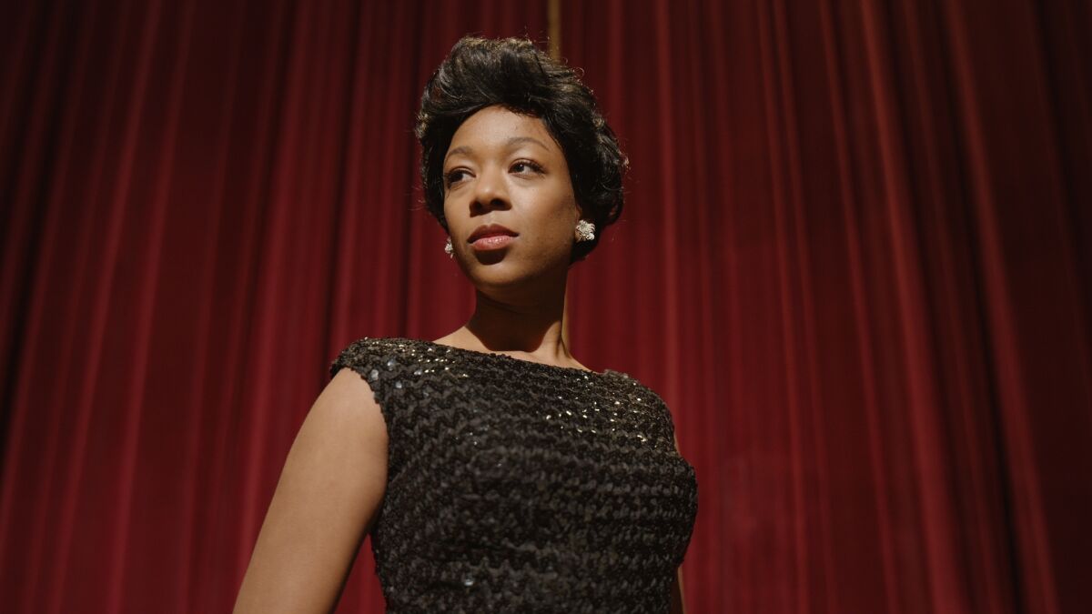 Samira Wiley as Lorraine Hansberry at the Broadway premiere of her play "A Raisin in the Sun," in HBO Max's "Equal."