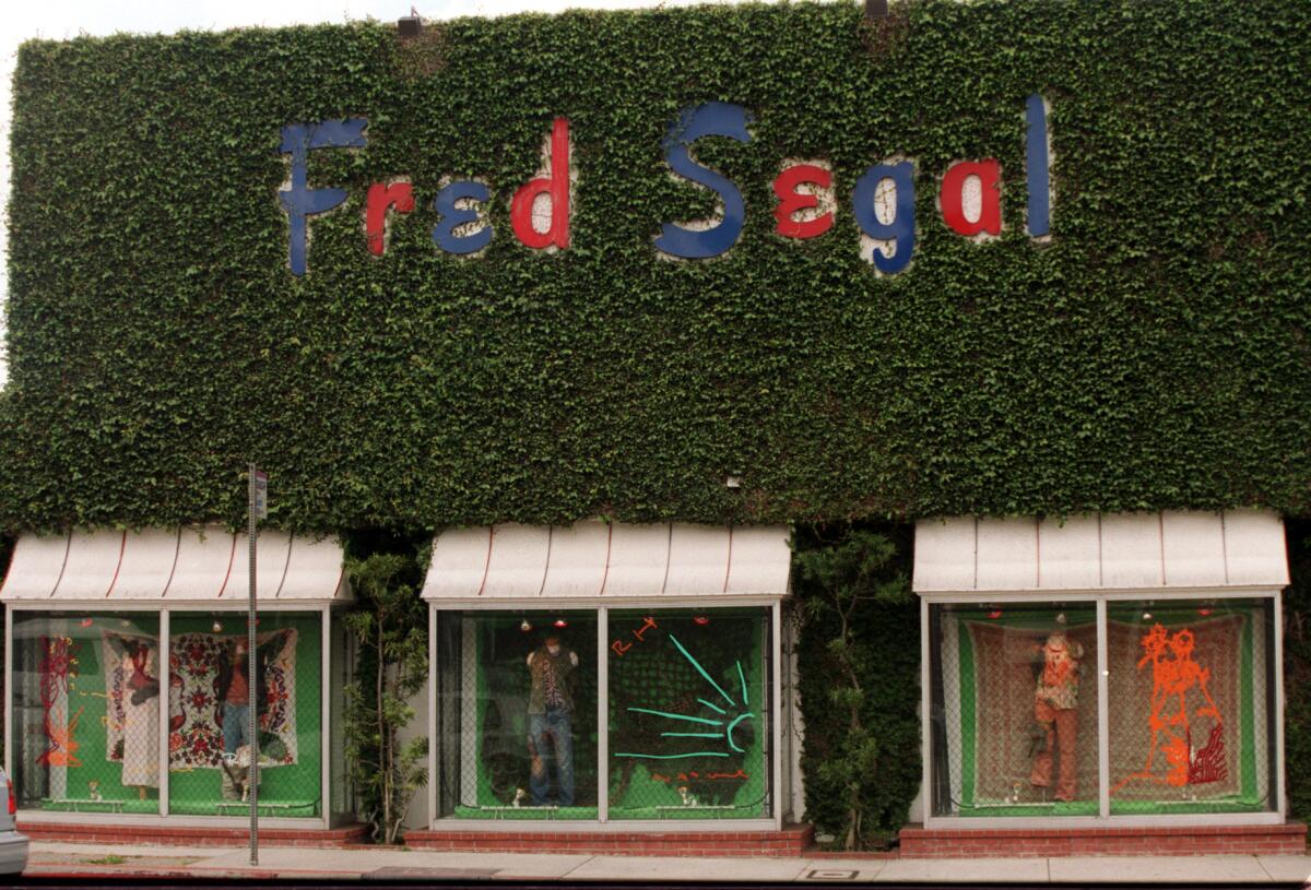 The exterior of the Fred Segal center on Melrose with its ivy-covered walls