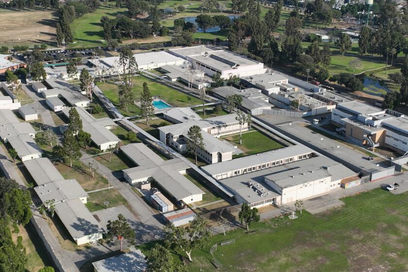 Downey, CA - June 29: Aerial view of Los Padrinos Juvenile Hall in Downey Thursday, June 29, 2023. (Allen J. Schaben / Los Angeles Times)