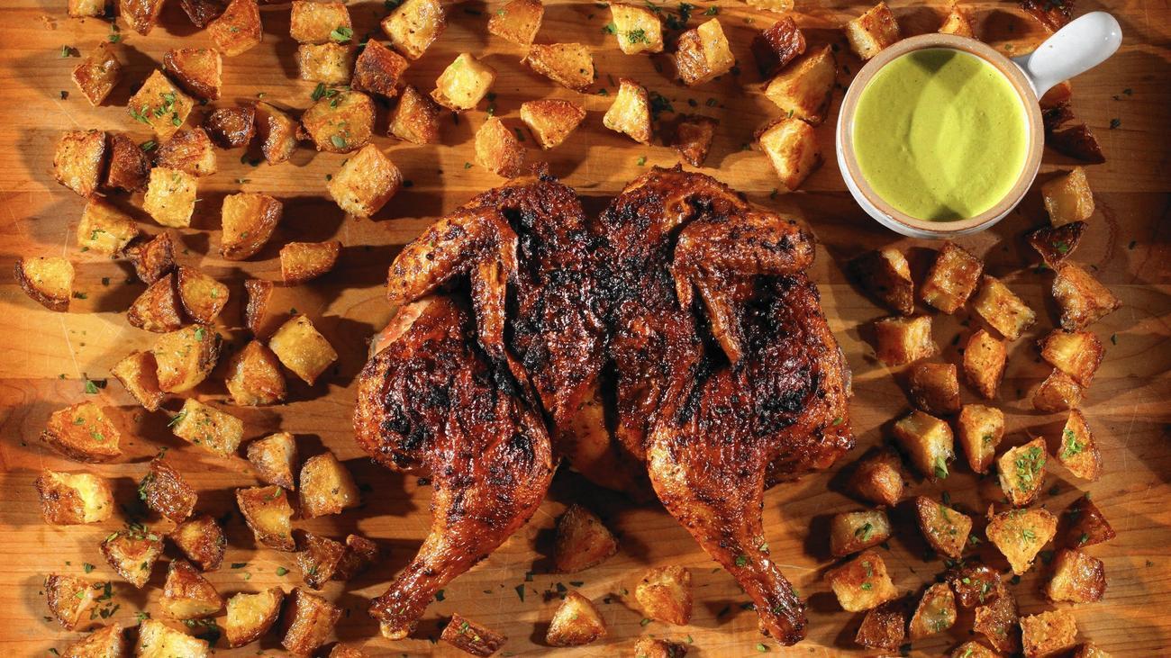 Peruvian-style roast chicken with jalapeno sauce