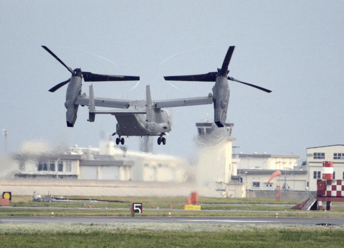 U.S. military Osprey aircraft taking off
