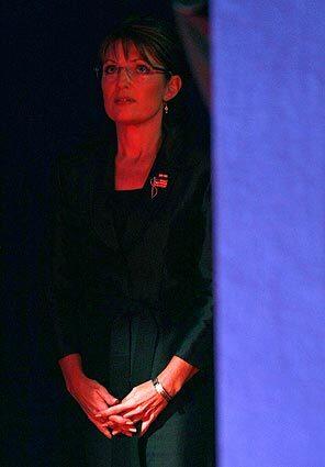 Republican vice presidential candidate Sarah Palin backstage before the debate at Washington University in St. Louis.