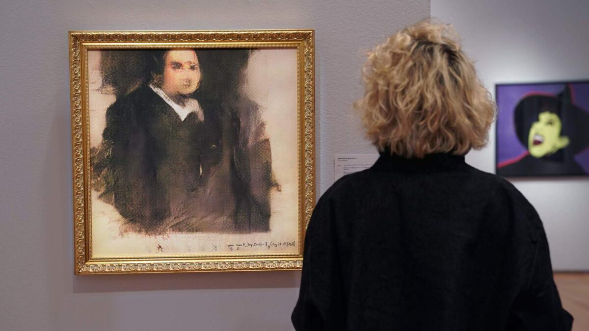 An artwork created by algorithm by the French collective Obvious, which produces art using artificial intelligence. "Portrait of Edmond de Belamy" was sold at Christie's in New York in October.