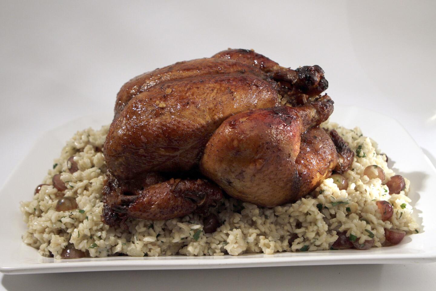 Recipe: Marinated chicken stuffed with brown rice and grapes