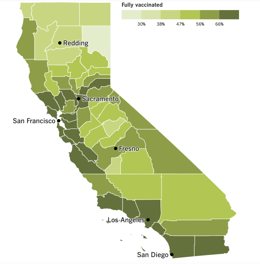 Coronavirus Today: Teens for vaccines - Los Angeles Times 7 A map showing California's vaccination progress by county as of Jan. 25, 2022.