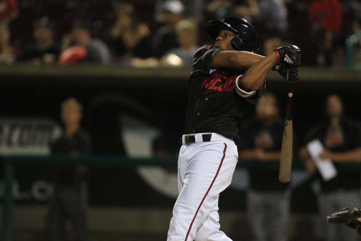 Padres prospect Xavier Edwards led the Midwest League in hitting when he was promoted to high Single-A Lake Elsinore in July 2019.