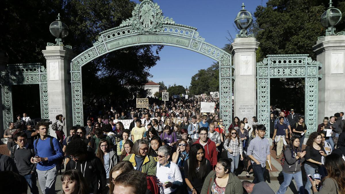 Students at UC Berkeley protest tuition hikes on Nov. 24.