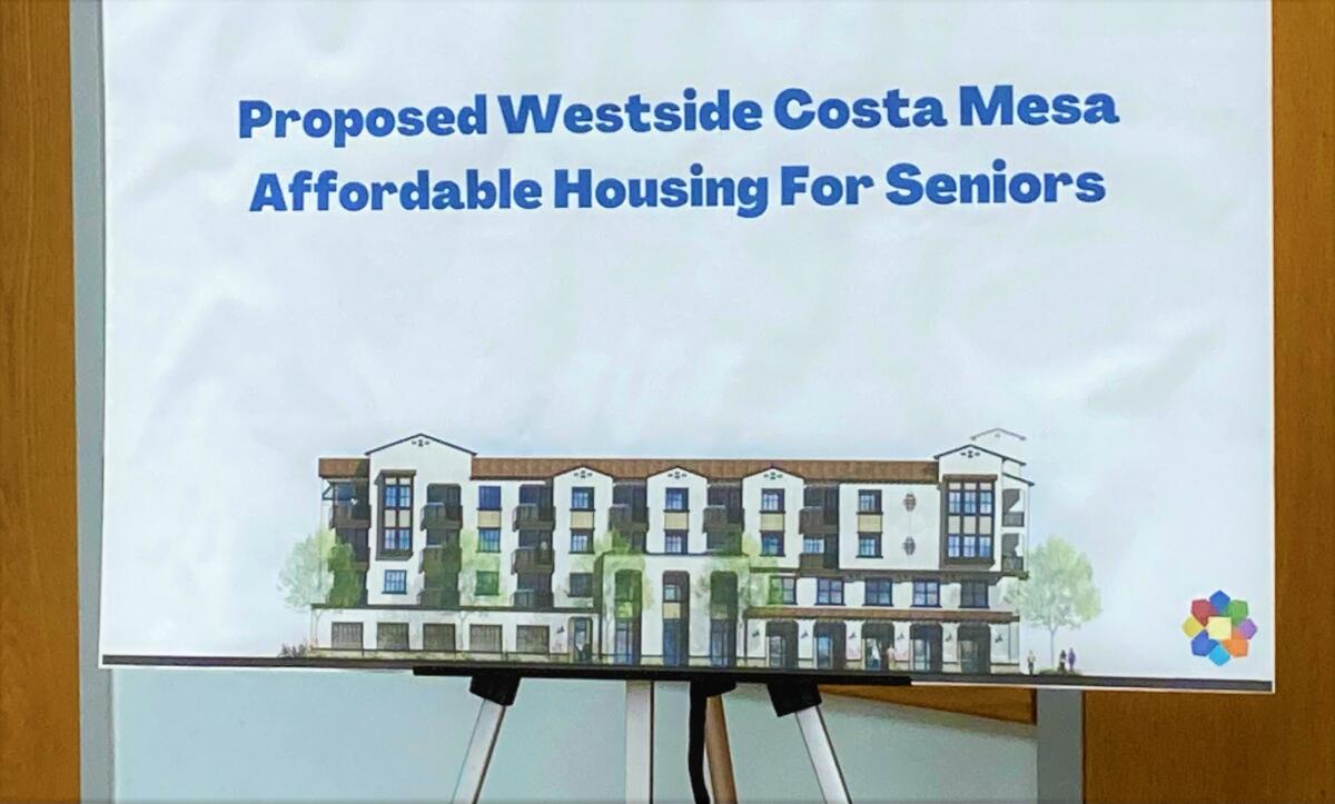 A diagram of a 60-unit affordable housing project being proposed for the parking lot at the Costa Mesa Senior Center.