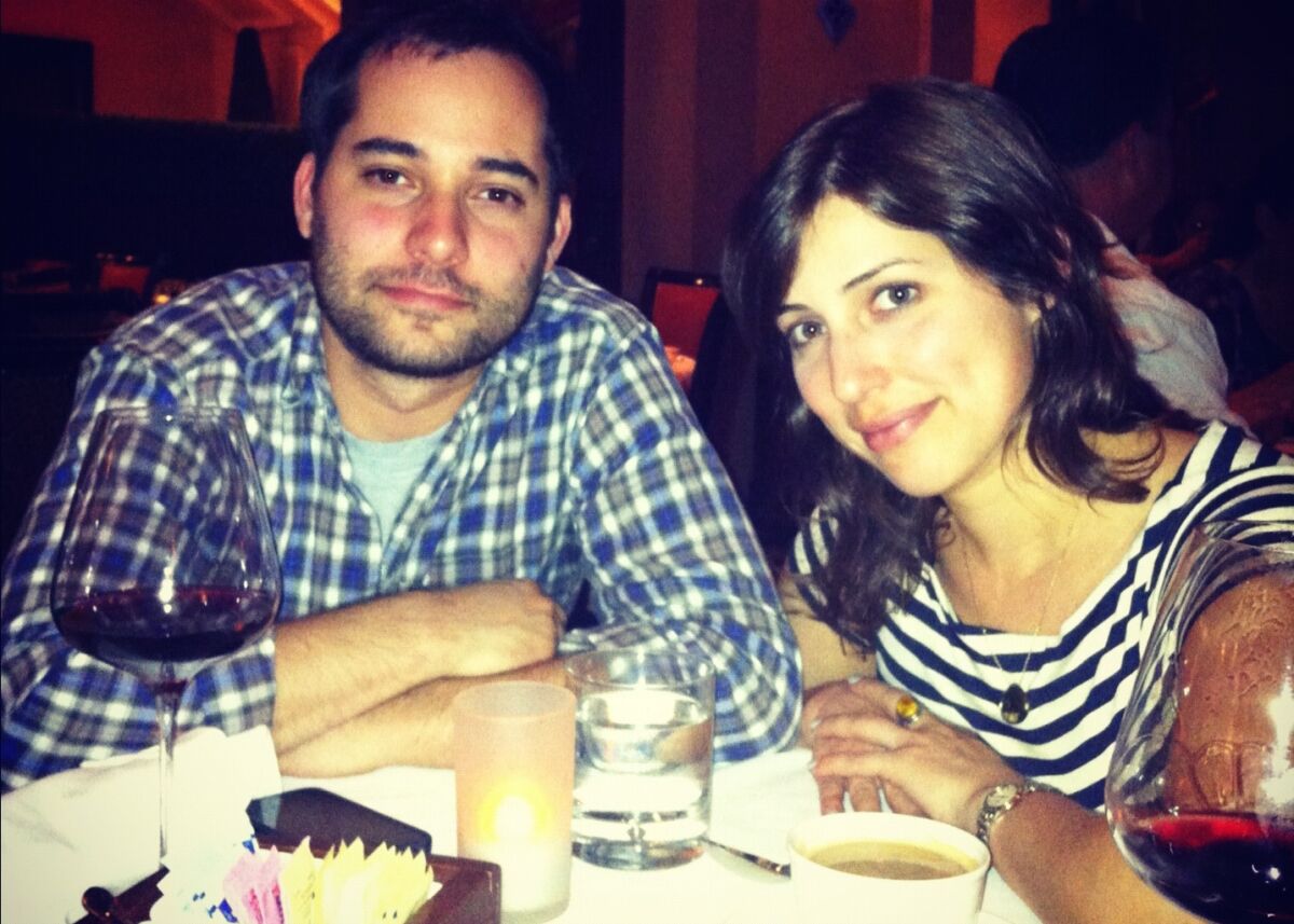 Harris Wittels at a table with his sister, Stephanie Wittels Wachs