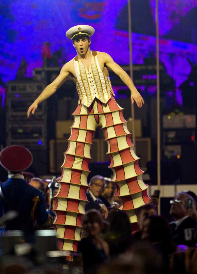 A cast member from the Beatles "Love" by Cirque du Soleil.