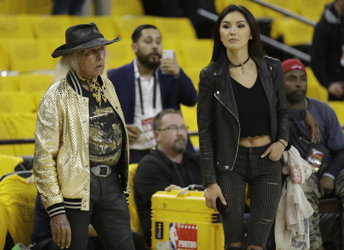 James Goldstein watches as players warm up before Game 5 of the 2017 NBA Finals 