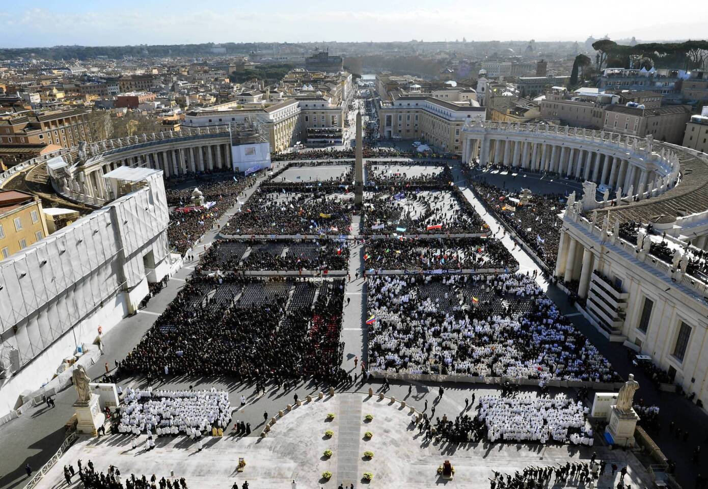 Faithful stand on St. Peter's Square for Pope Francis' Inauguration Mass.
