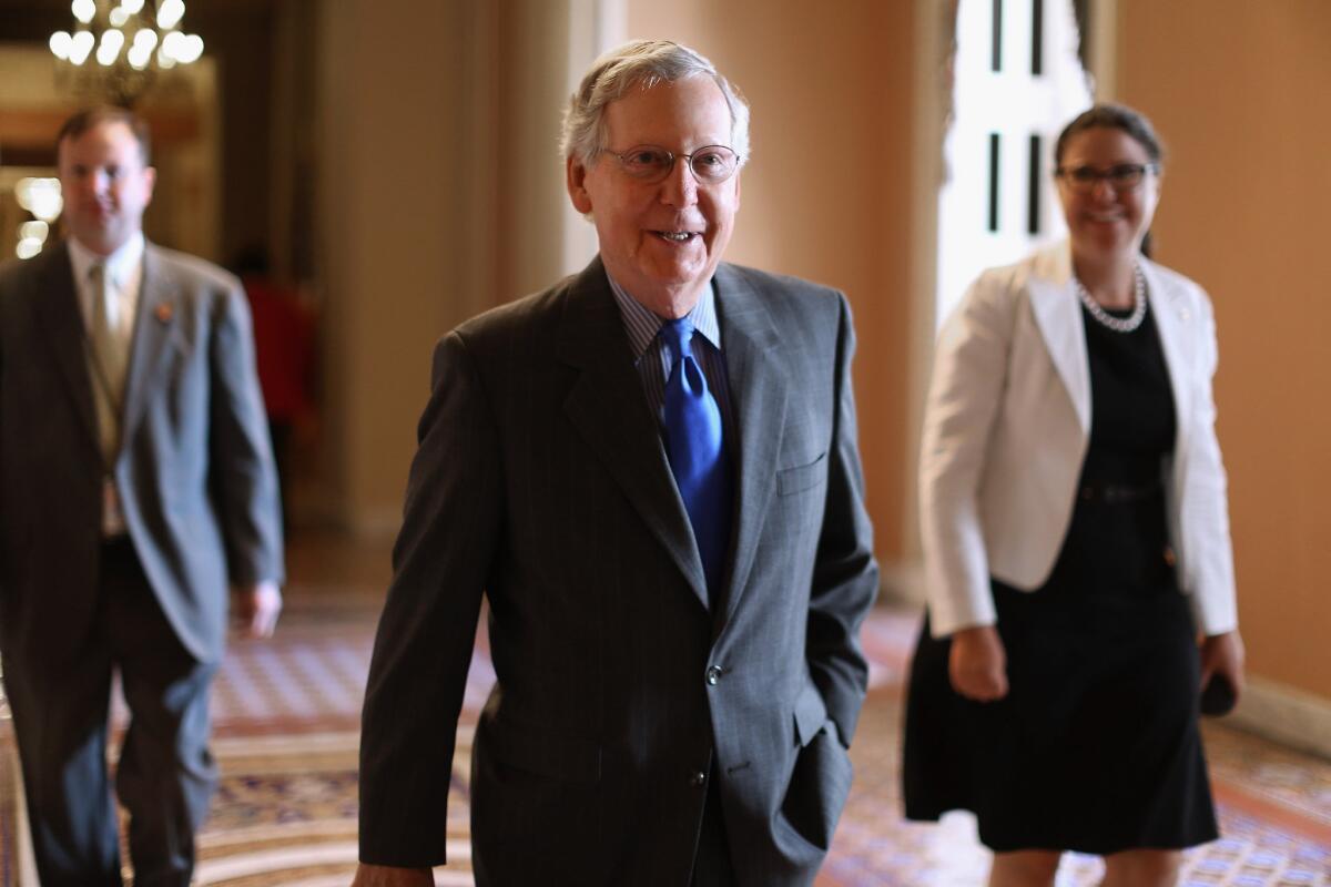 Senate Majority Leader Mitch McConnell in the Capitol.