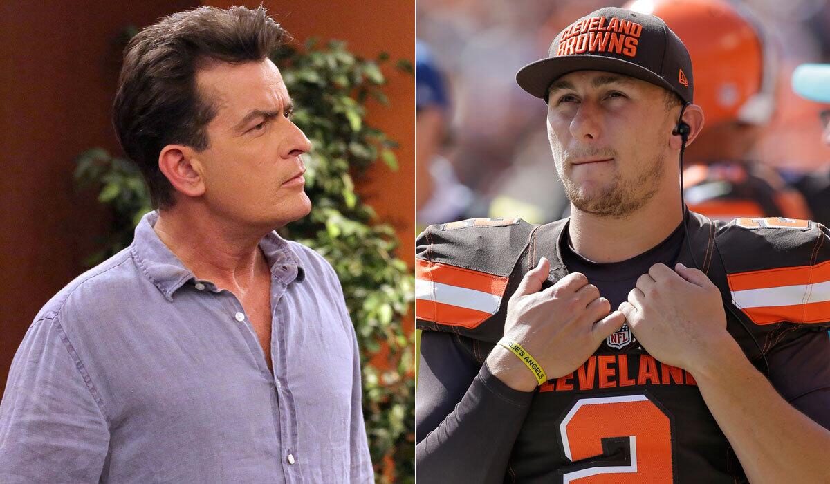 Charlie Sheen, left, offered some advice to Johnny Manziel via Twitter earlier this month.