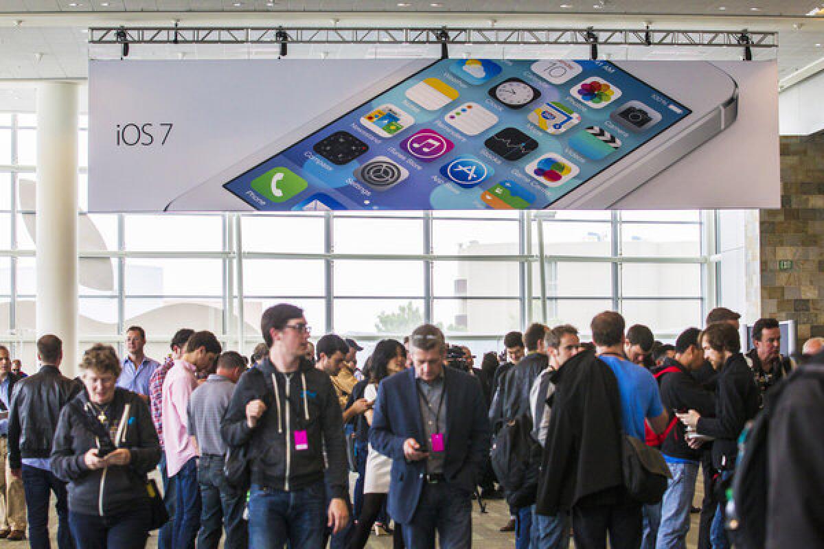 Apple may announce a new iPhone on Sept. 10, with the new iOS 7 expected later in the month. Above, Apple's Worldwide Developers Conference in San Francisco last June.