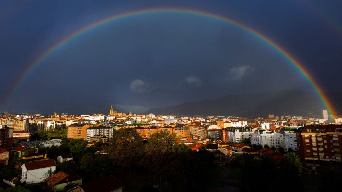 A rainbow in Oviedo, Spain on Oct. 27.