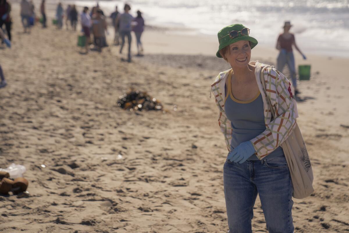 Cynthia Nixon as Miranda at the beach in Malibu in "And Just Like That..."