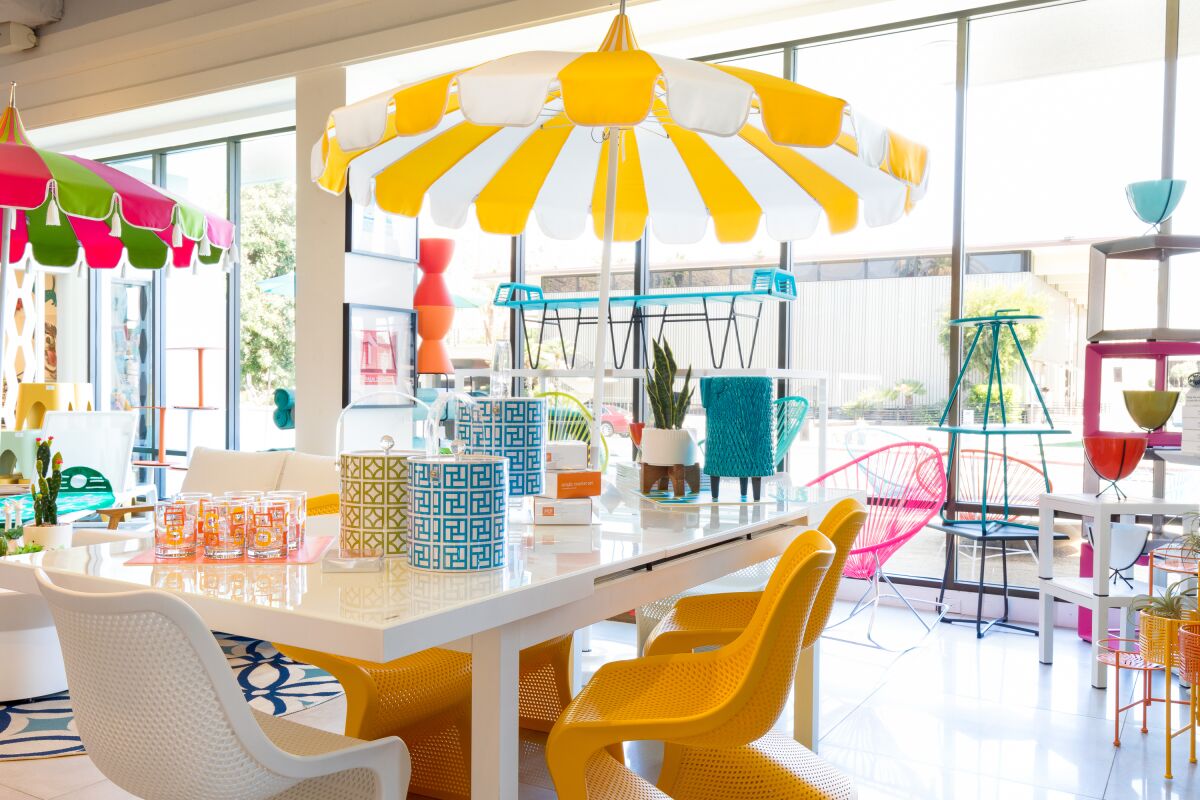 A home store with colorful umbrellas and accessories 