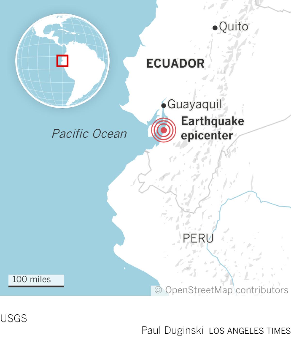 Locator map of earthquake epicenter in southern Ecuador.