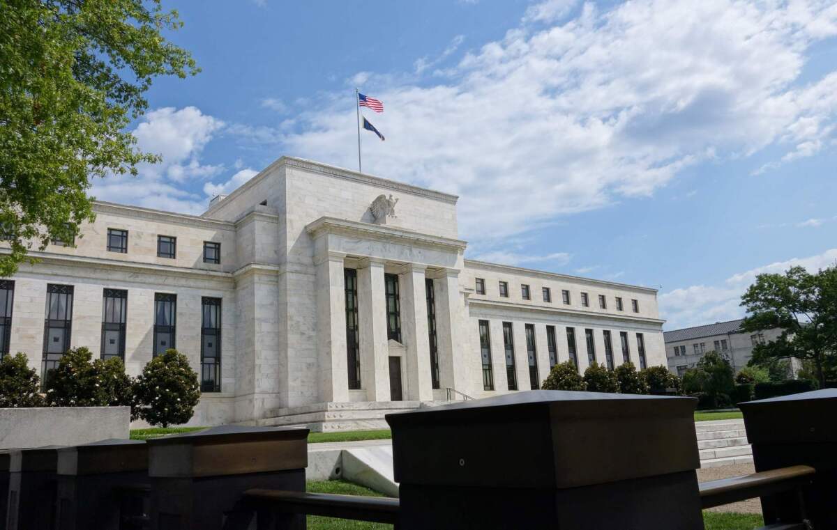 This file photo shows the Federal Reserve building in Washington, D.C.