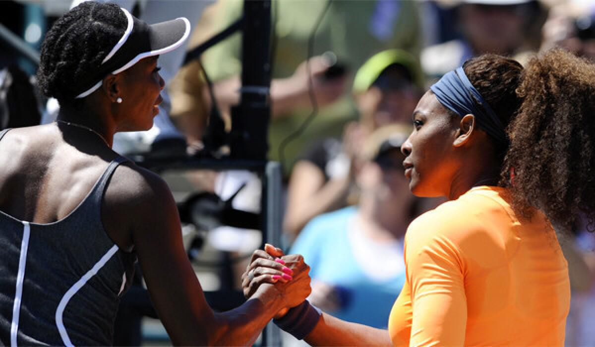 Serena Williams, right, defeated older sister Venus, 6-1, 6-2, Saturday in the Family Cup Circle semifinals and take a 14-10 lead in the sibling rivalry.