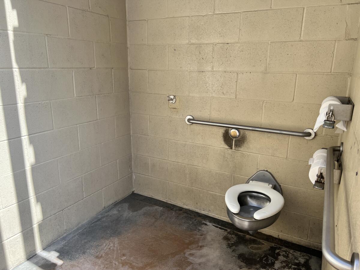 Toilets at the south "comfort station" in Kellogg Park were clean on April 29.