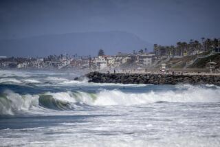 Carlsbad, CA - March 30: A jetty protrudes into the Pacific in Carlsbad, near where the Claude "Bud" Lewis Carlsbad Desalination Plant draws in seawater. Photo taken in Carlsbad Desalination Plant in Carlsbad Wednesday, March 30, 2022. (Allen J. Schaben / Los Angeles Times)