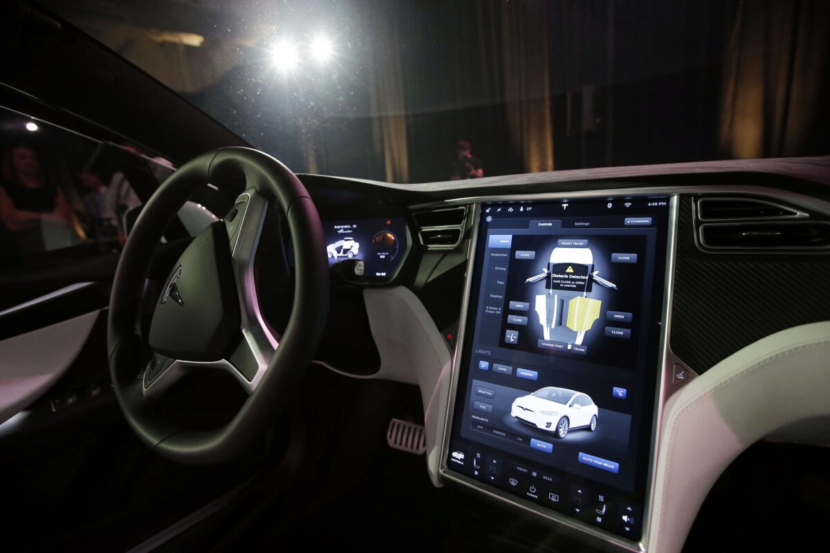The dashboard of the Tesla Model X in 2015.