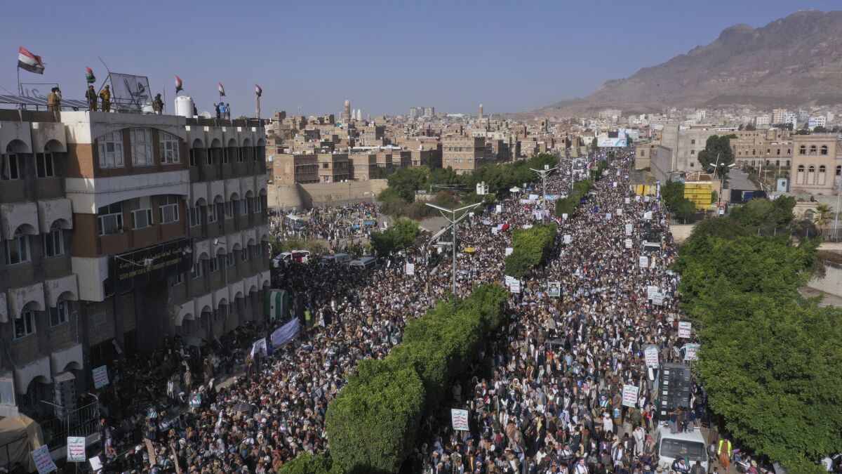 Houthi supporters in Sanaa, Yemen.