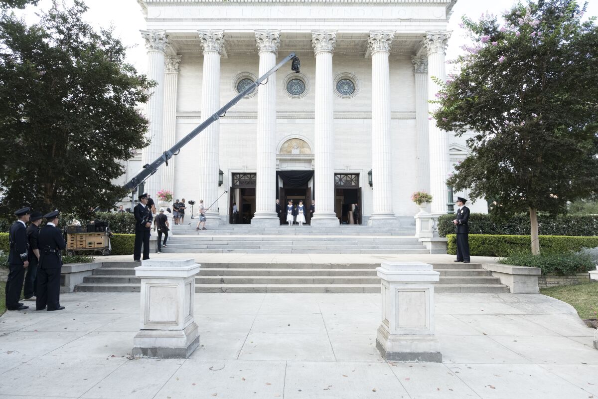 The Art of Living Center, formerly the Second Church of Christ, Scientist, serves as "Perry Mason's" Radiant Assembly of God.